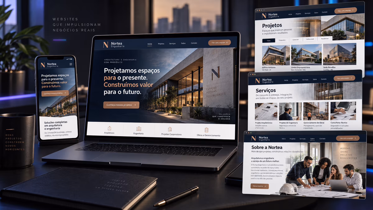 Exemplo visual de site completo para uma empresa.